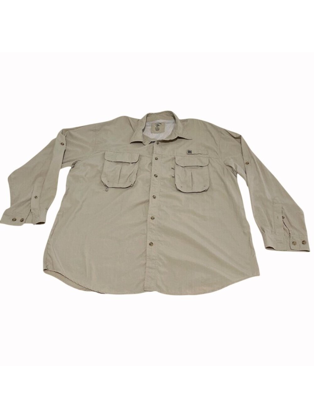 Reel Legends Mens XXL Fishing Shirt Tan Long Sleeve Vent Back Nylon Quick Dry